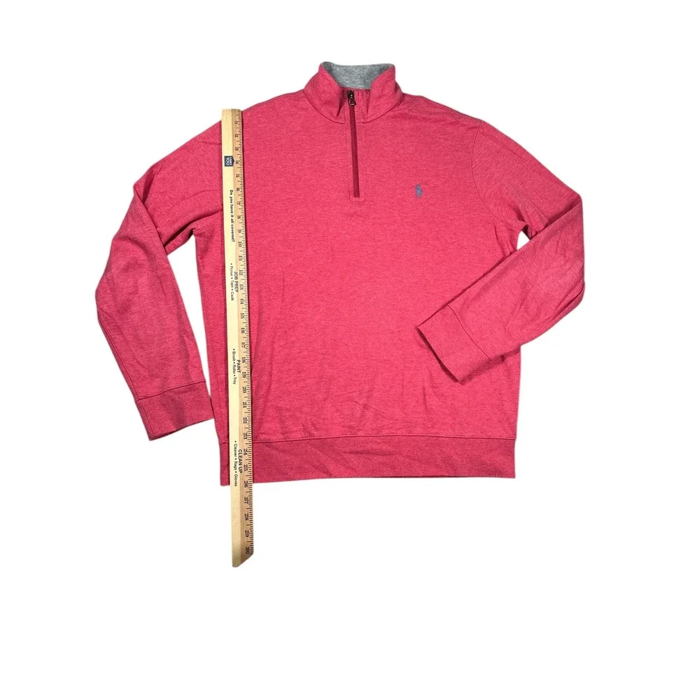 Polo Ralph Lauren 1/4 Zip Mens M Pullover Preppy Pony Red Long Sleeve Sweater